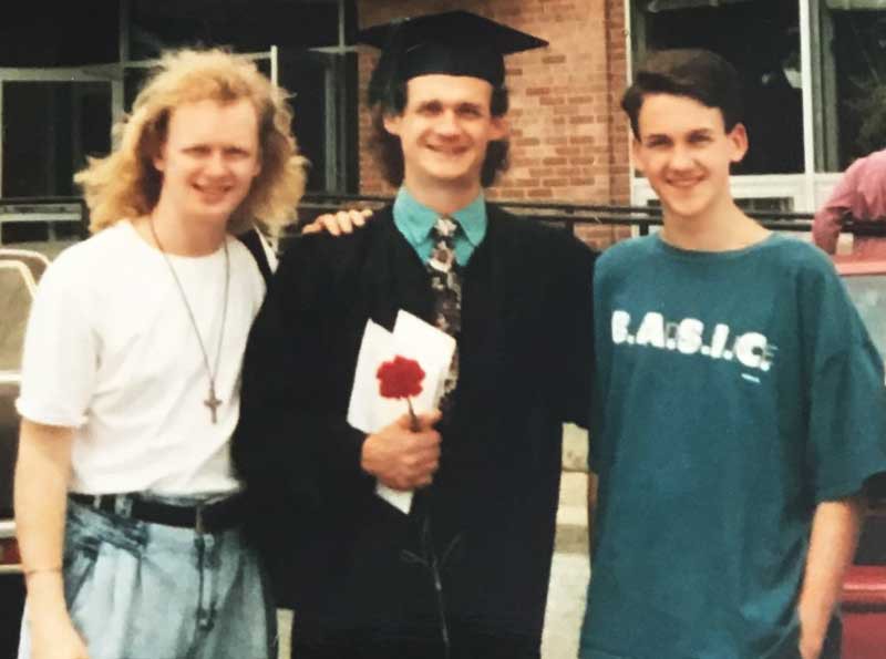 Bill LaDue, center, at his graduation from CCV in 1992.