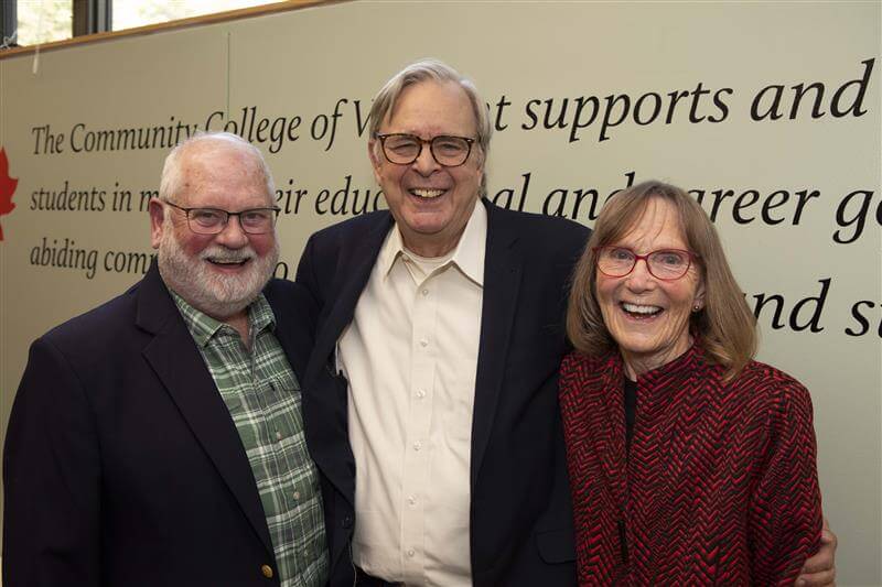 Former CCV president and VSCS chancellor Tim Donovan; founding CCV president Peter Smith; current CCV president Joyce Judy