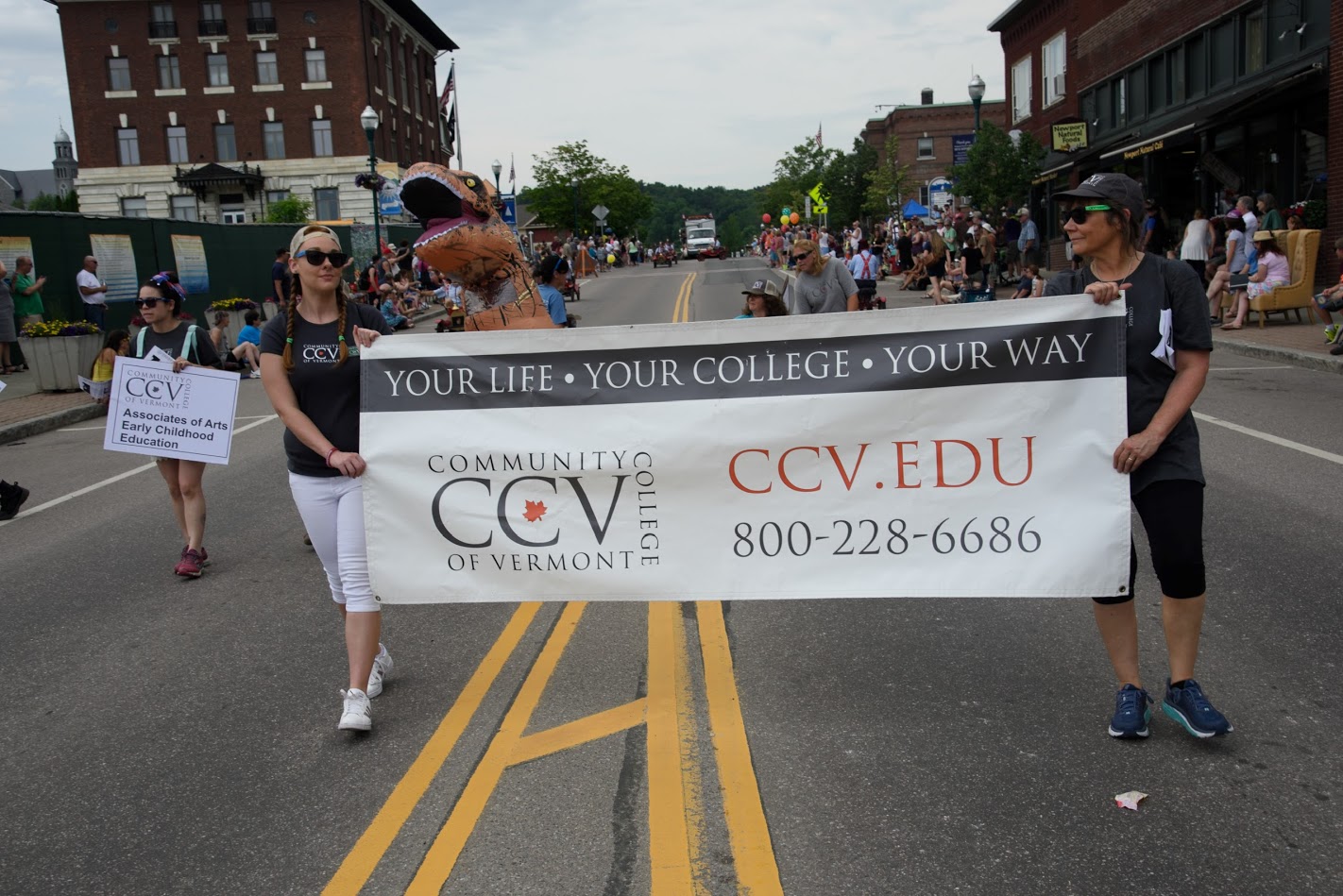 CCV-Newport staff members Alissa Eversole and Cindy Swanson represented CCV at Newport's Centennial Parade on Saturday, June 29th, along with students, alumni, and fellow staff.