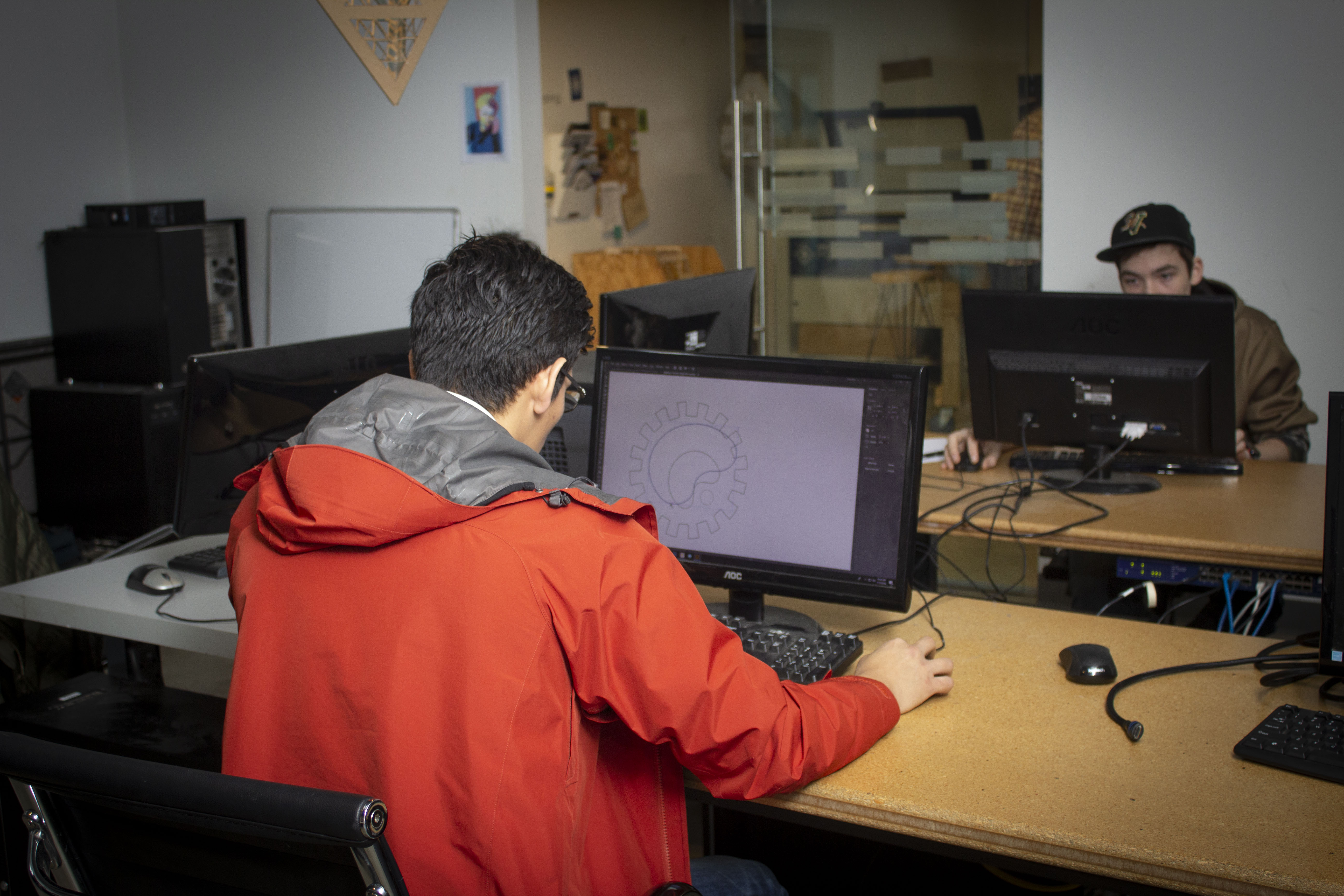 Students begin the design process in Generator's computer lab.