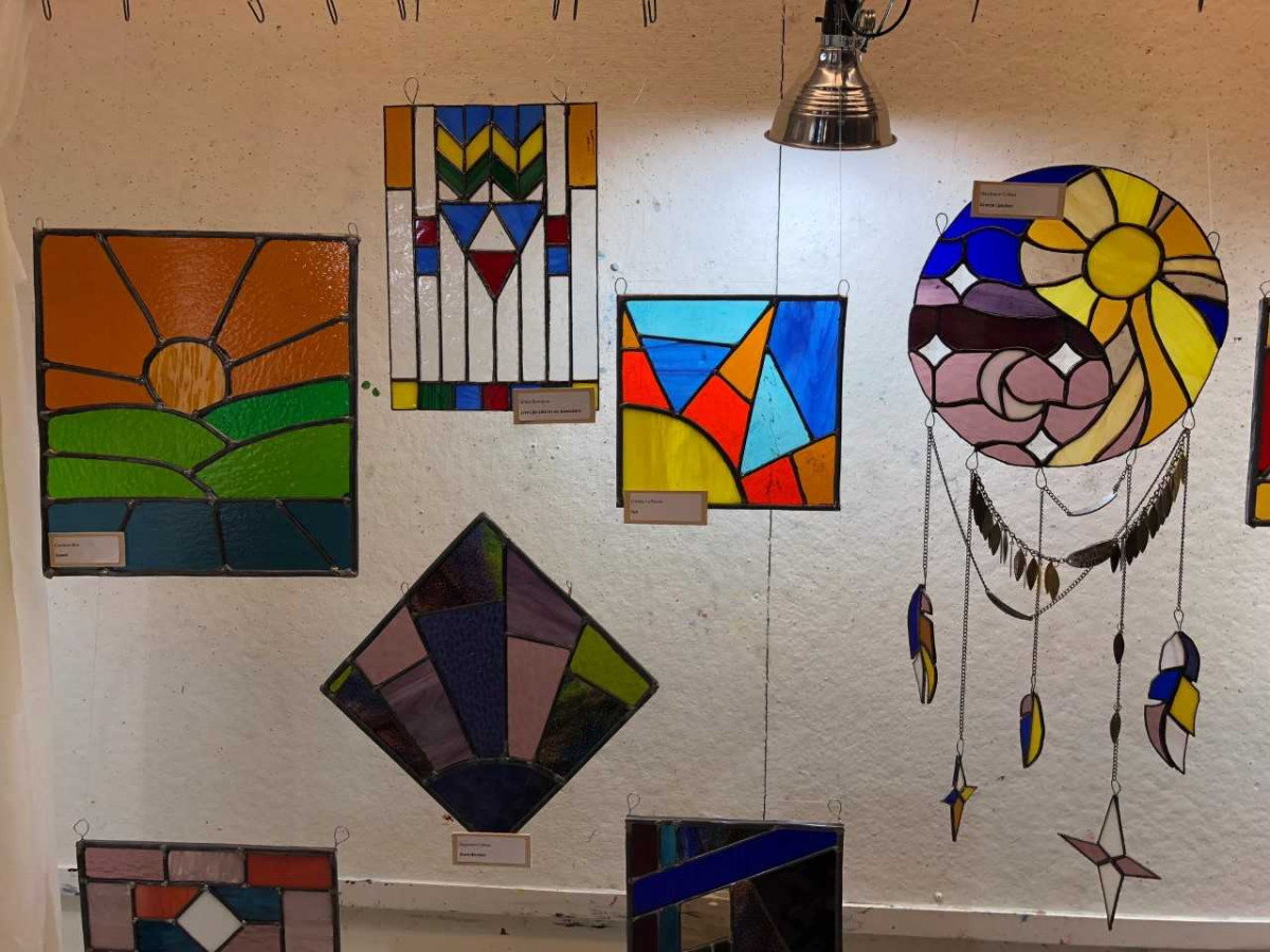 Rutland's fall 2018 stained glass class displayed work at a Cafe CCV art show on December 12.