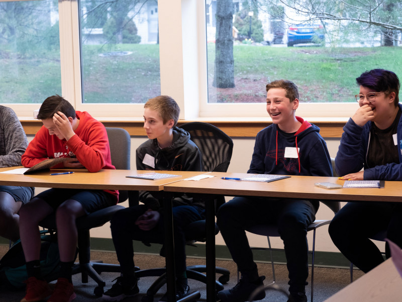 Students from Barre City Middle School attend a mock class at CCV-Montpelier.
