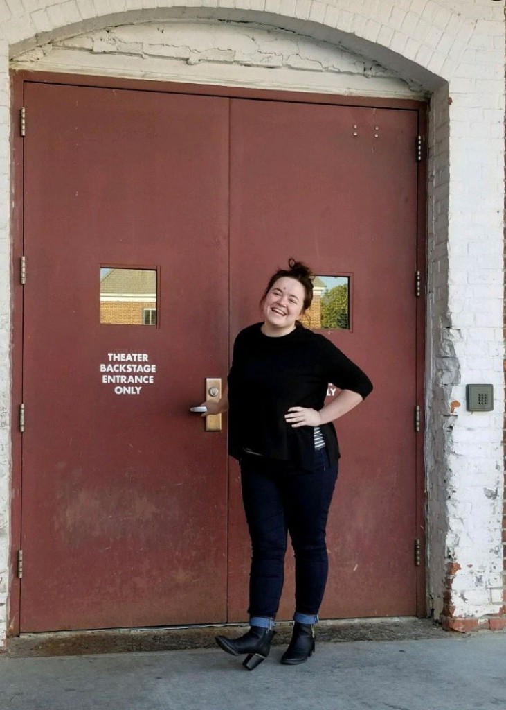 Lissy Barnes-Flint took a Flex class to expand her skill set as a freelance stage manager. Here she is at the stage door entrance at MASS MoCA.