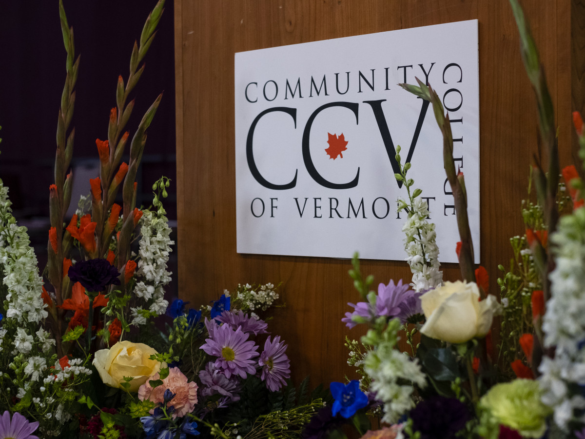 CCV sign with flowers