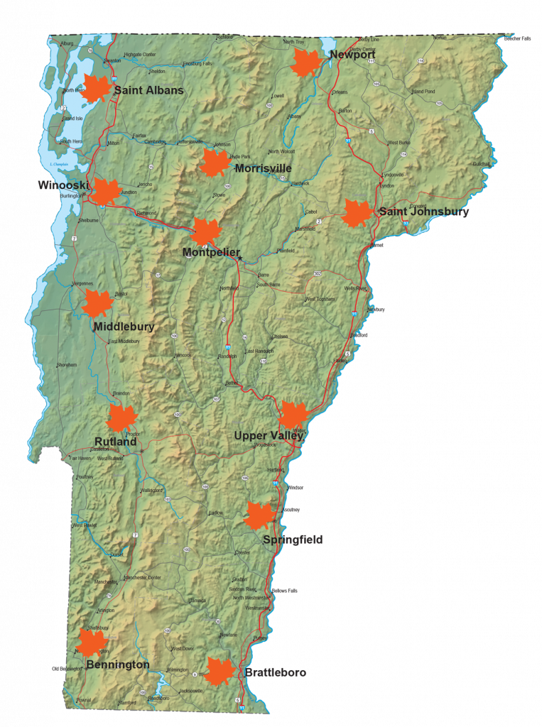 map of CCV locations in Vermont