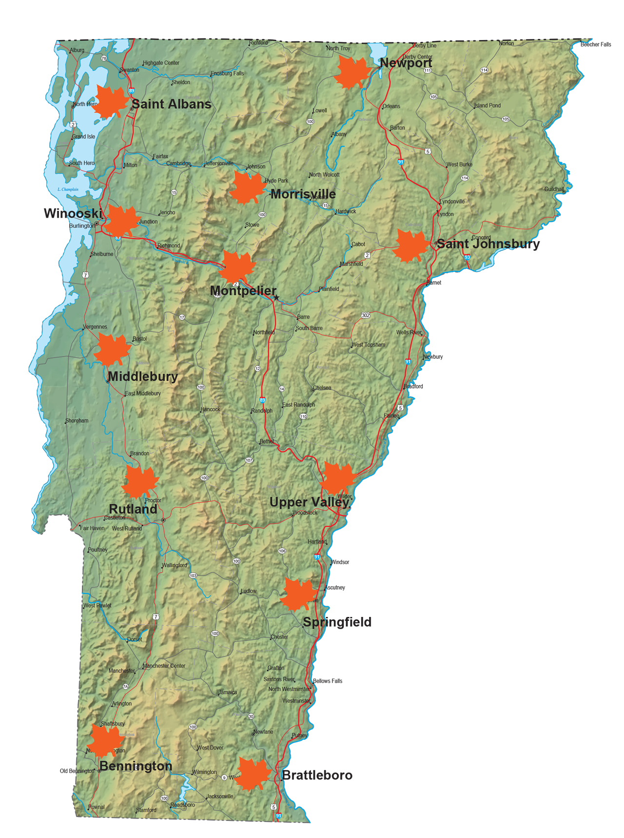 vermont map showing CCV locations
