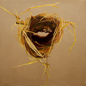 student painting of a birds nest