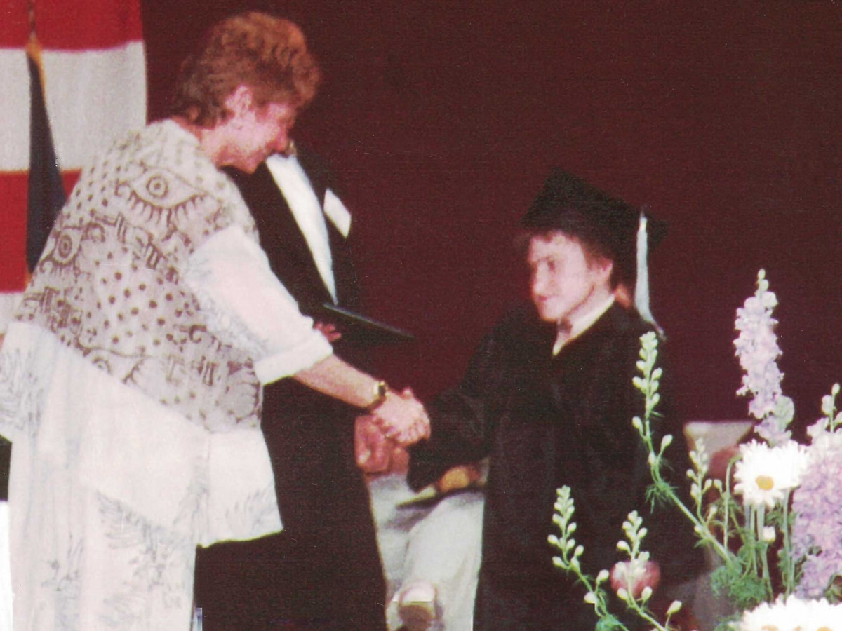 Jenny Frey earning her CCV diploma at graduation.