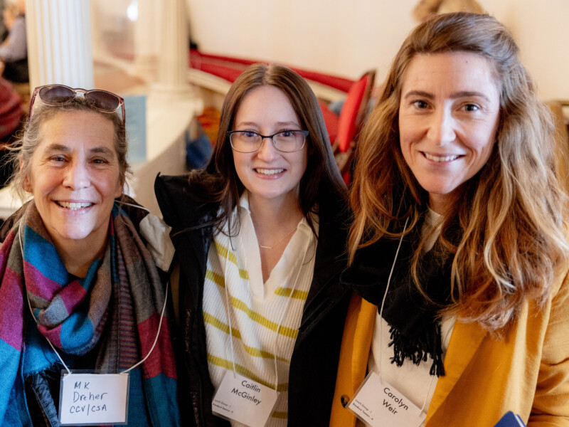 Coordinator of Student Advising MK Dreher, student Caitlin McGinley, and McClure Foundation Executive Director Carolyn Weir at last week's celebration at the State House.