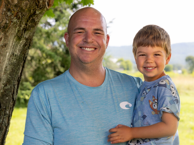 CCV student Jamison Hylander with his son.