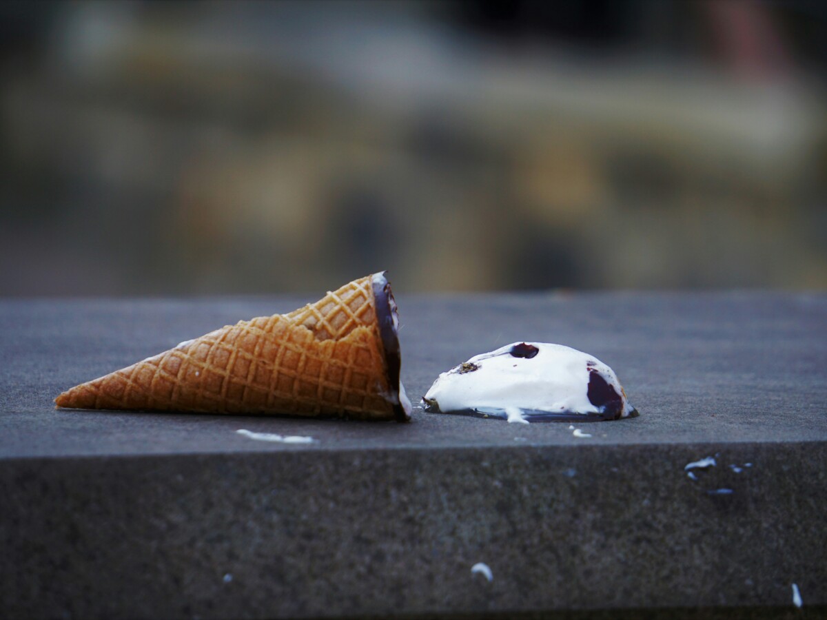 Ice cream cone on its side