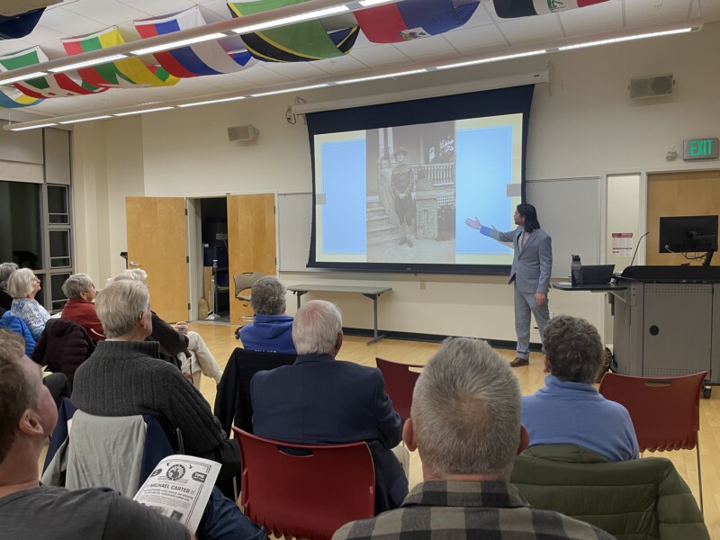 Historian Michael Carter giving a talk about WWI at CCV-Winooski.