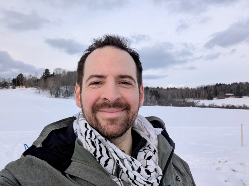 CCV student Jared Green standing in a snow-covered field.