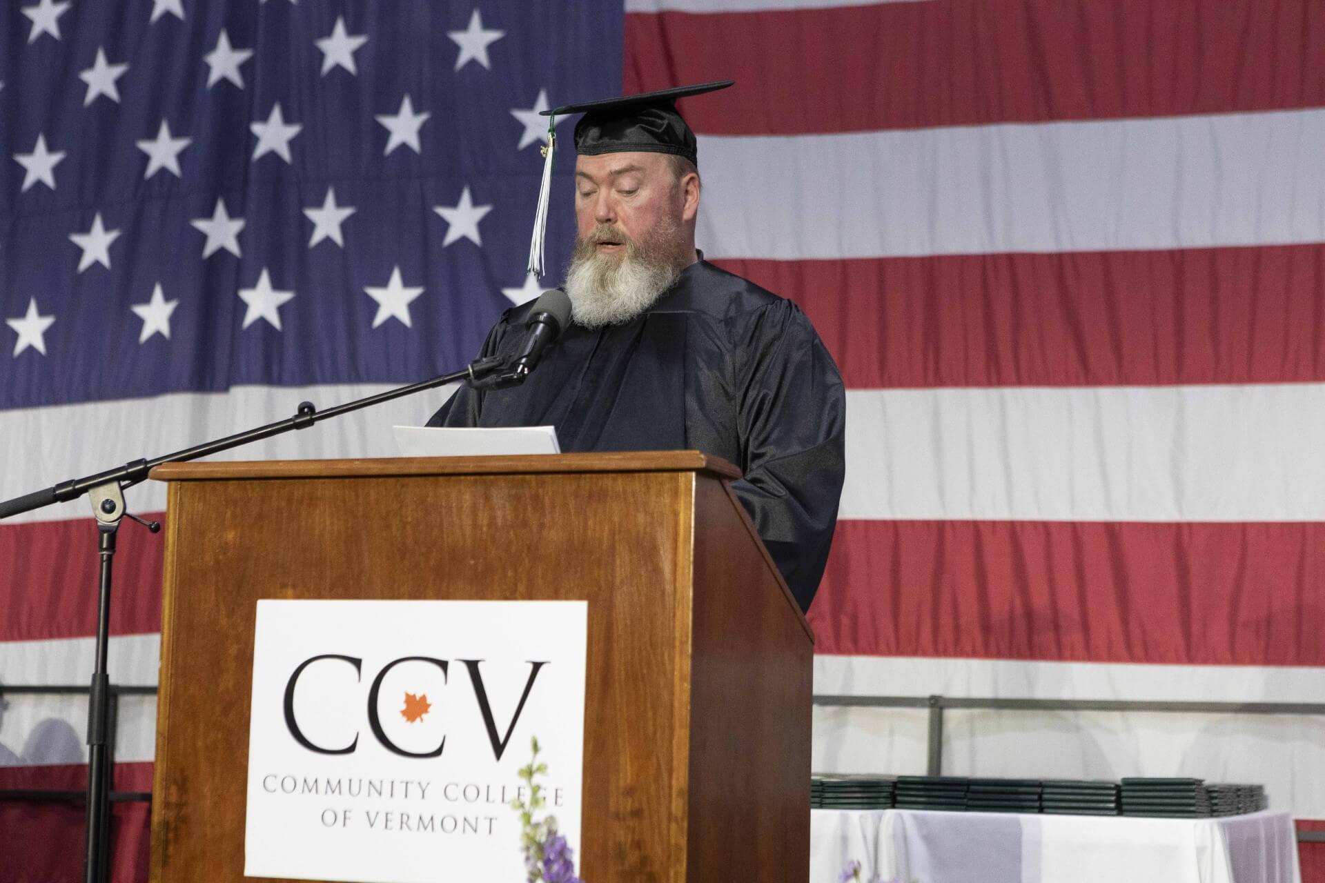 Student speaker Thomas Huster