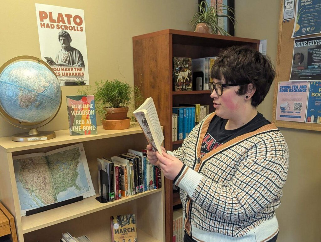 Student reading a book