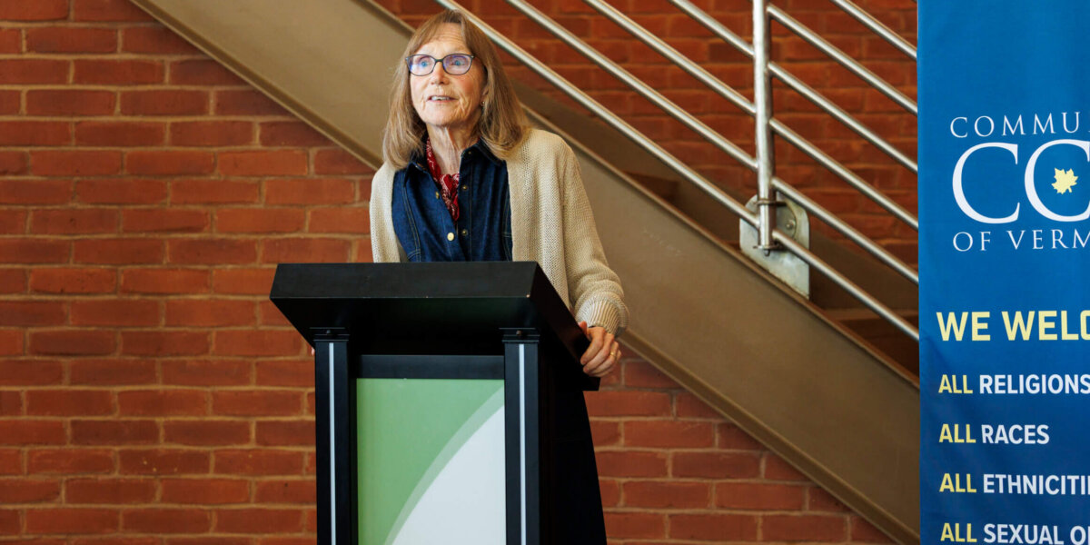 CCV President Joyce Judy speaking at CCV-Winooski
