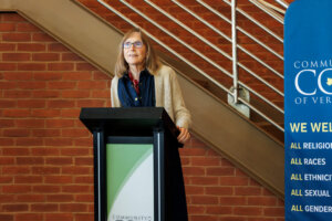 CCV President Joyce Judy speaking at CCV-Winooski